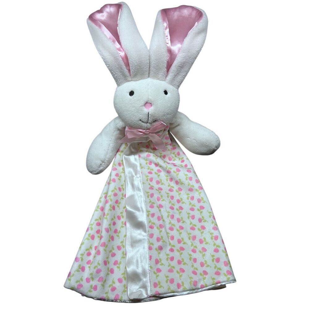 Stephan Baby Bunny Lovey Security Blanket Pink White Green Strawberry Gingham Ra